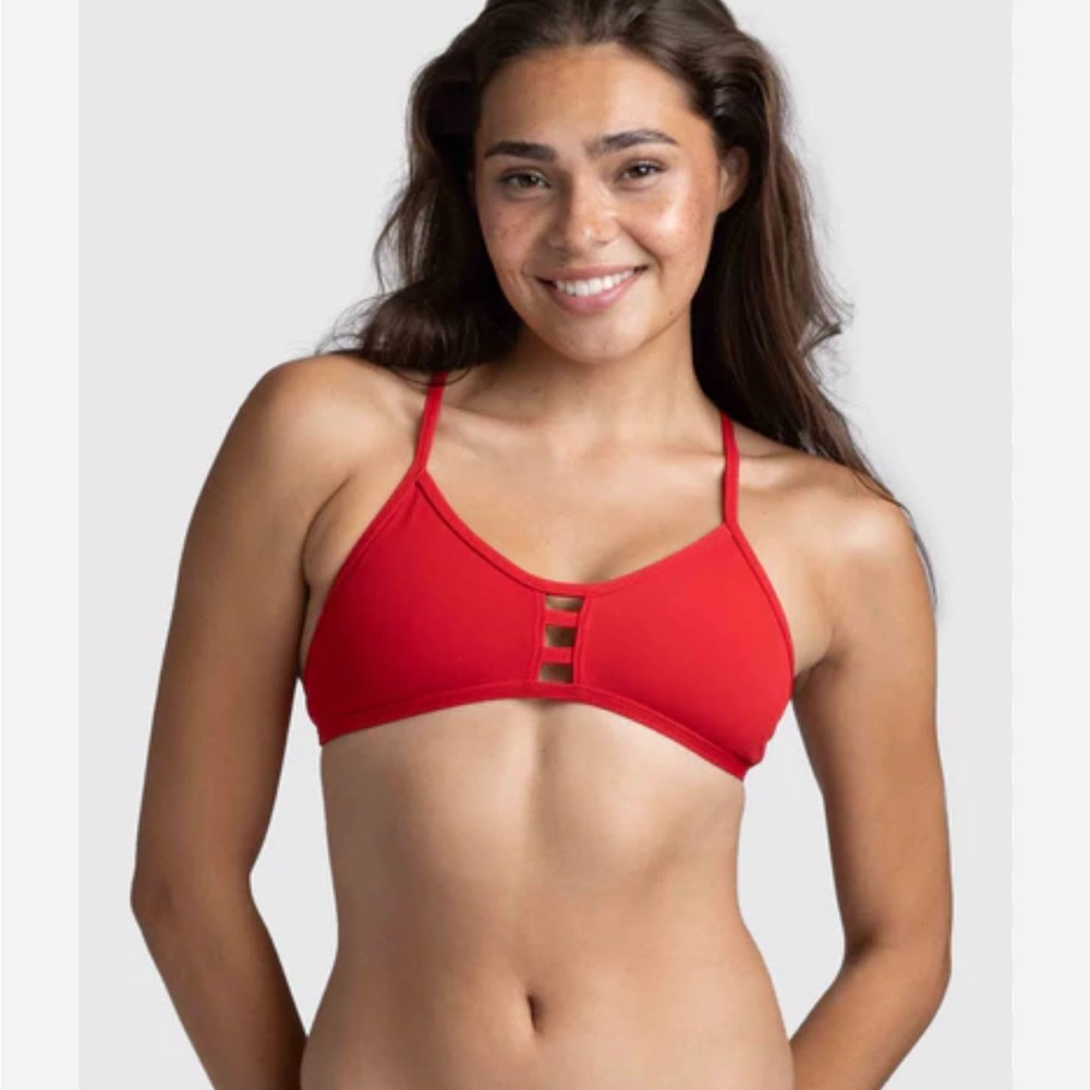 Jolyn red surf swim Tomcat tie bikini top Small